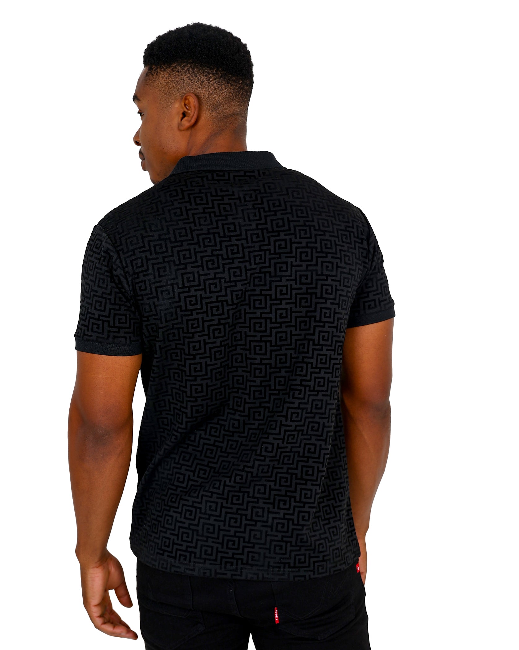 Funk Short Sleeve Black Flocked Zip-Up Golfer