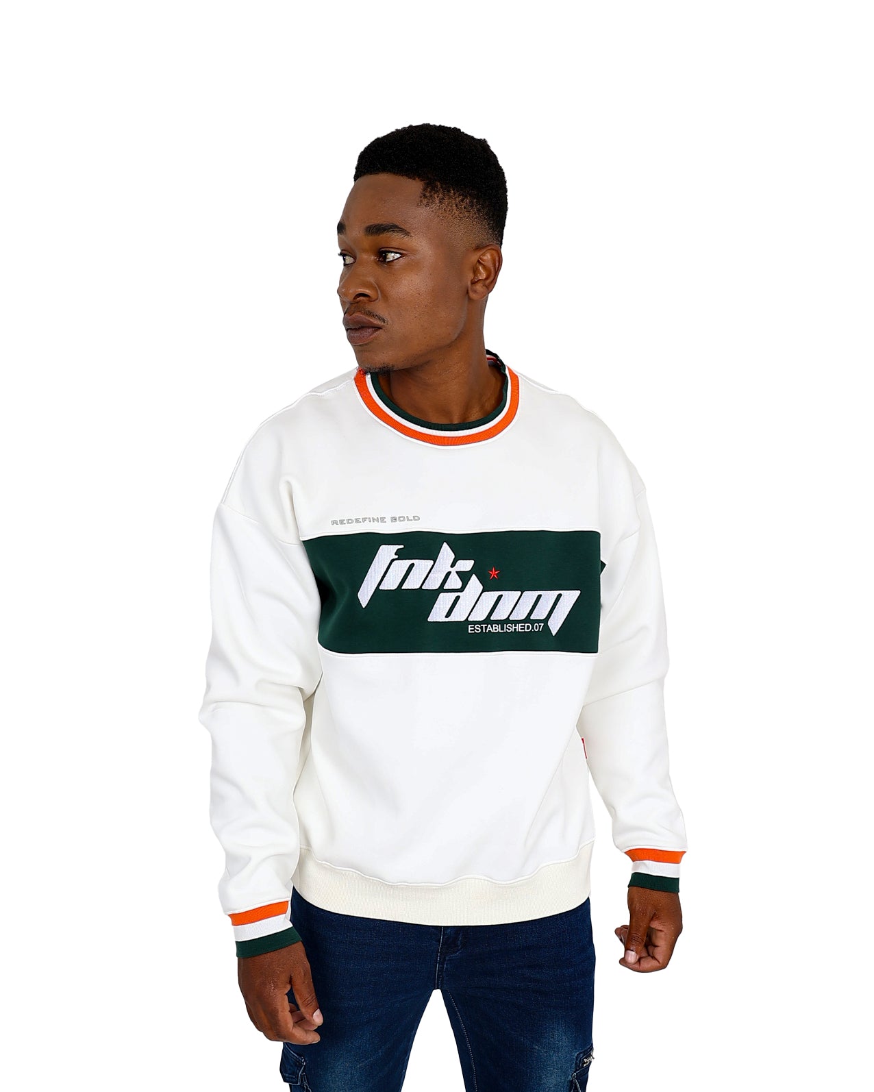 Funk Cream Ringer Colour Inset Sweatshirt