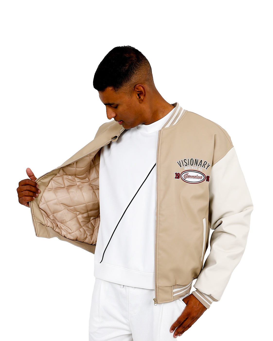 Visionary Stone & Cream Bomber Jacket