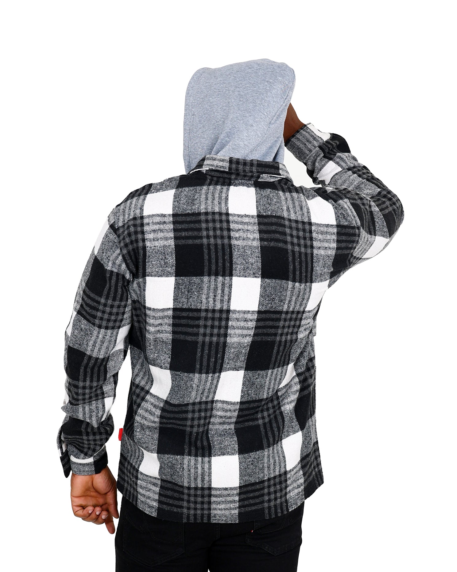 Funk Hooded Brushed Grey Flannel Shacket
