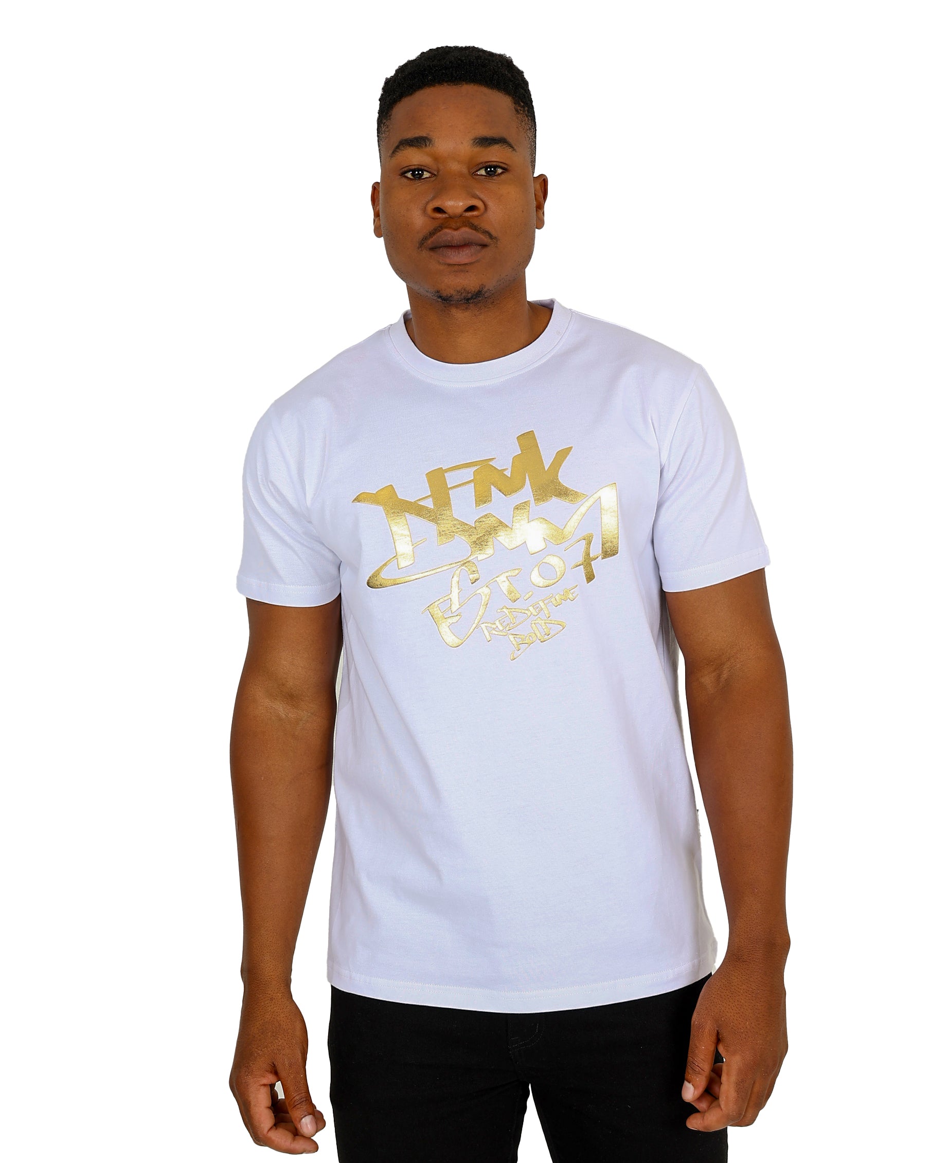 Funk Short Sleeve White 3D Gold Foiled T-Shirt