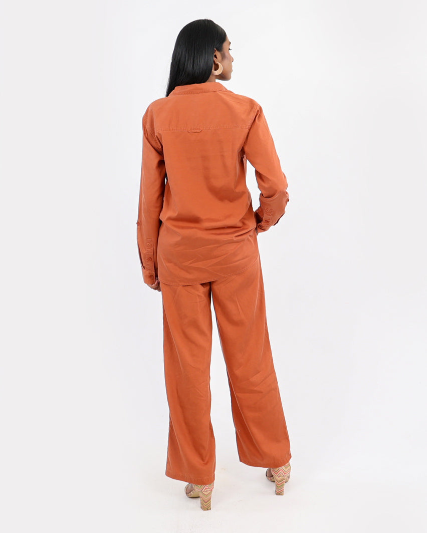 Elegant Straight Cotton-Tencel Trousers with Fluid Draping