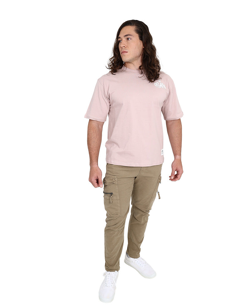 Short Sleeve Pink Graffiti Embroidered Look T-Shirt