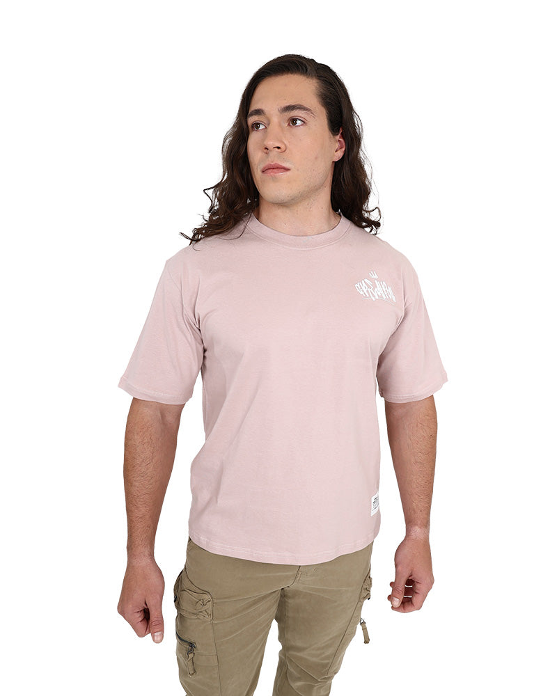 Short Sleeve Pink Graffiti Embroidered Look T-Shirt
