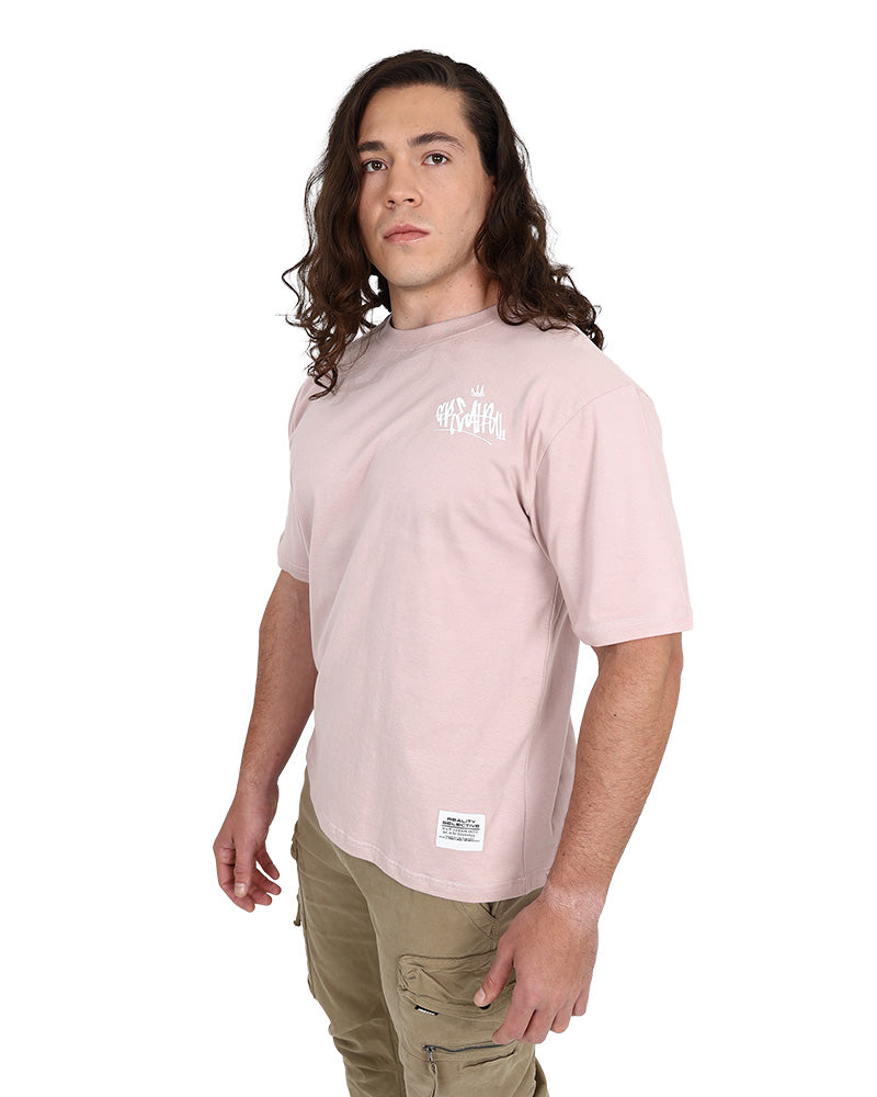 Short Sleeve Pink Graffiti Embroidered T-Shirt