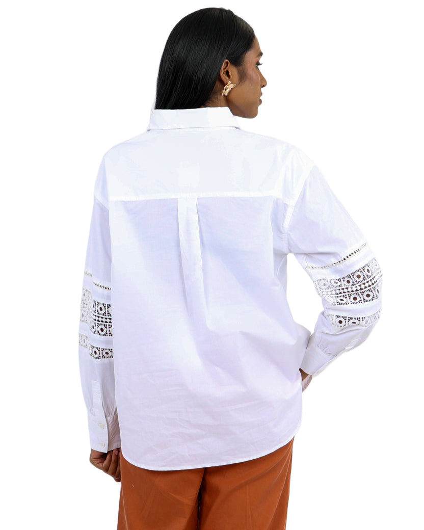 Château Thread Lace-Inset Shirt in Refined Cotton