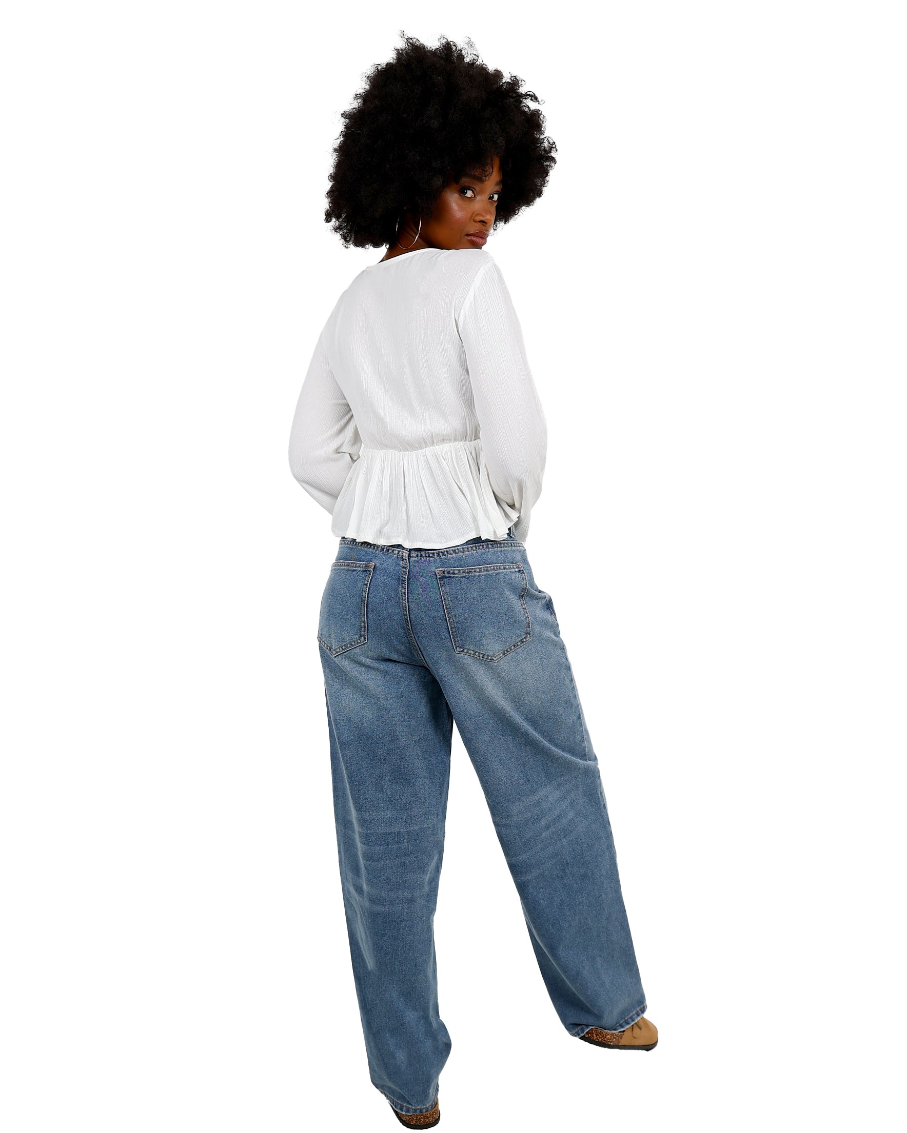 Medium Indigo Barrel Leg Denim