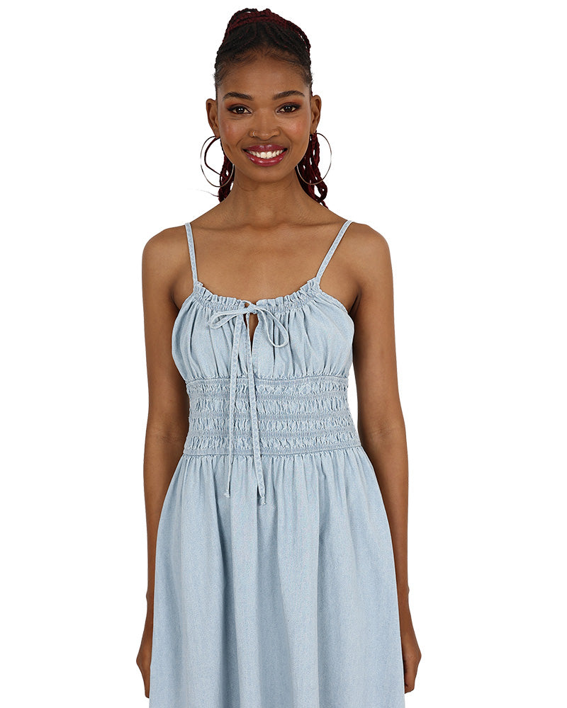 Strappy Denim Midi Dress
