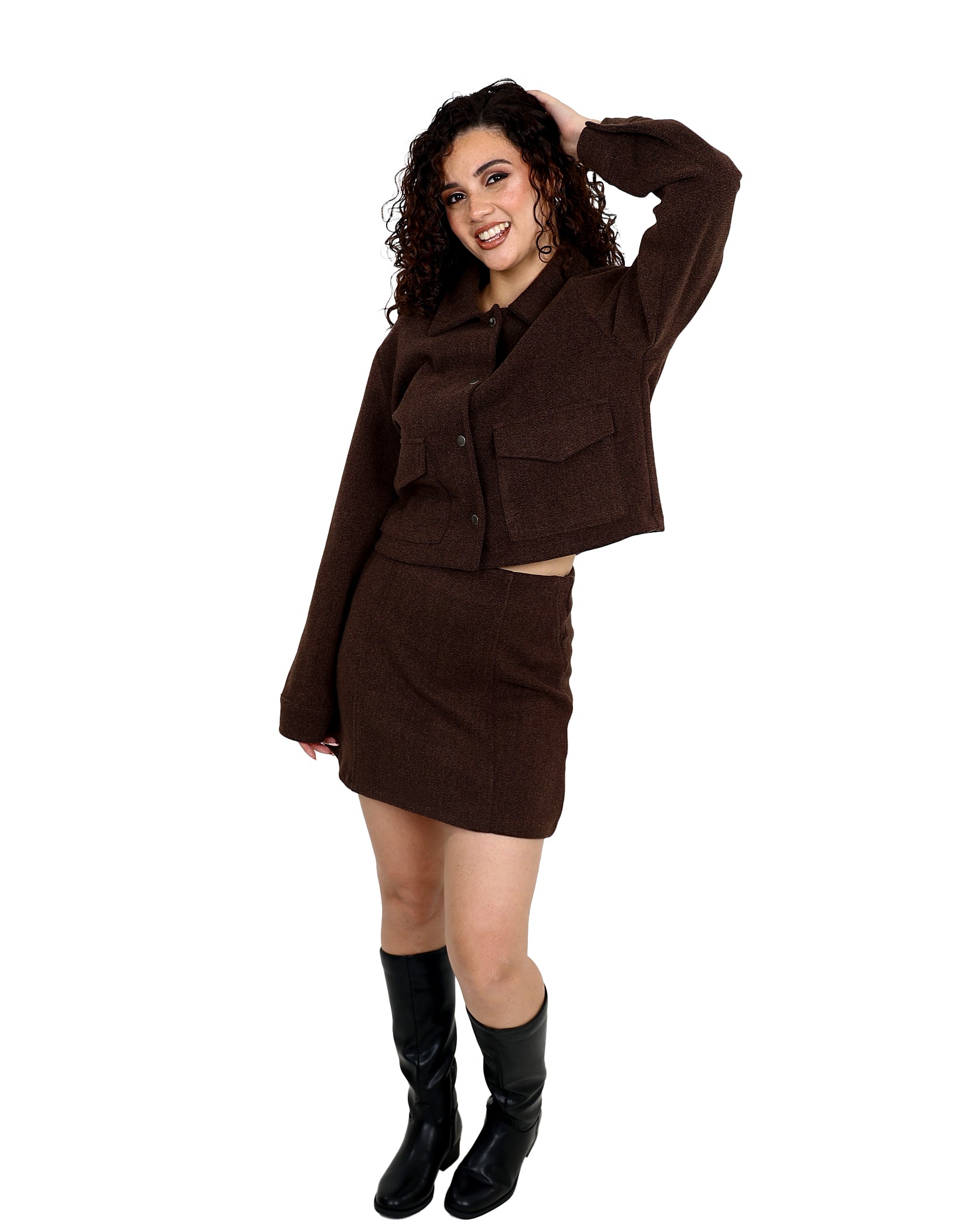 Chocolate Melton Mini Skirt