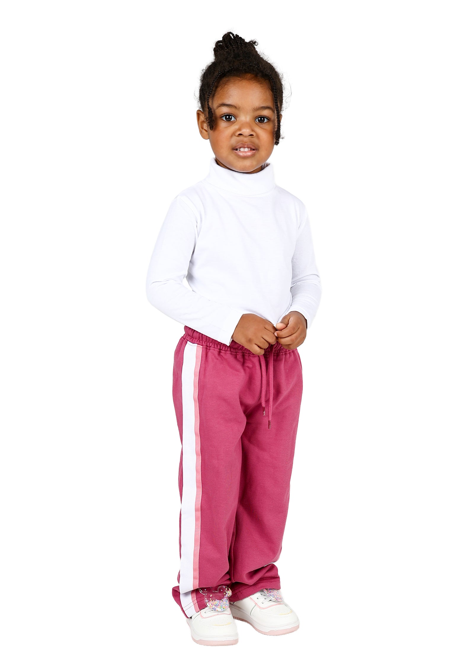 Pink Side Tape Wide Leg Track Pants