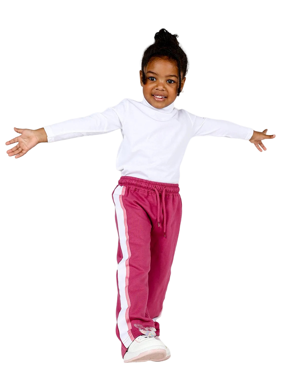 Pink Side Tape Wide Leg Track Pants