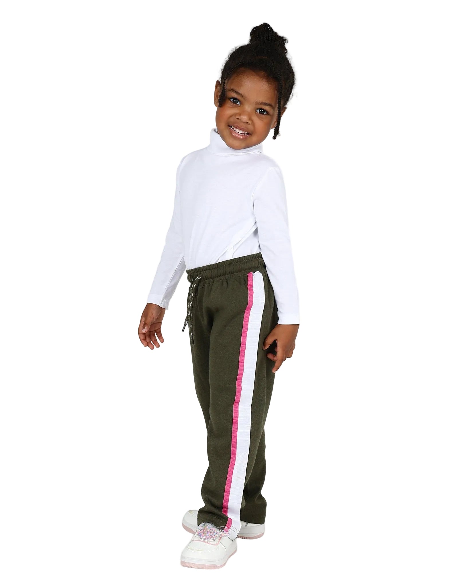 Olive Side Tape Wide Leg Track Pants