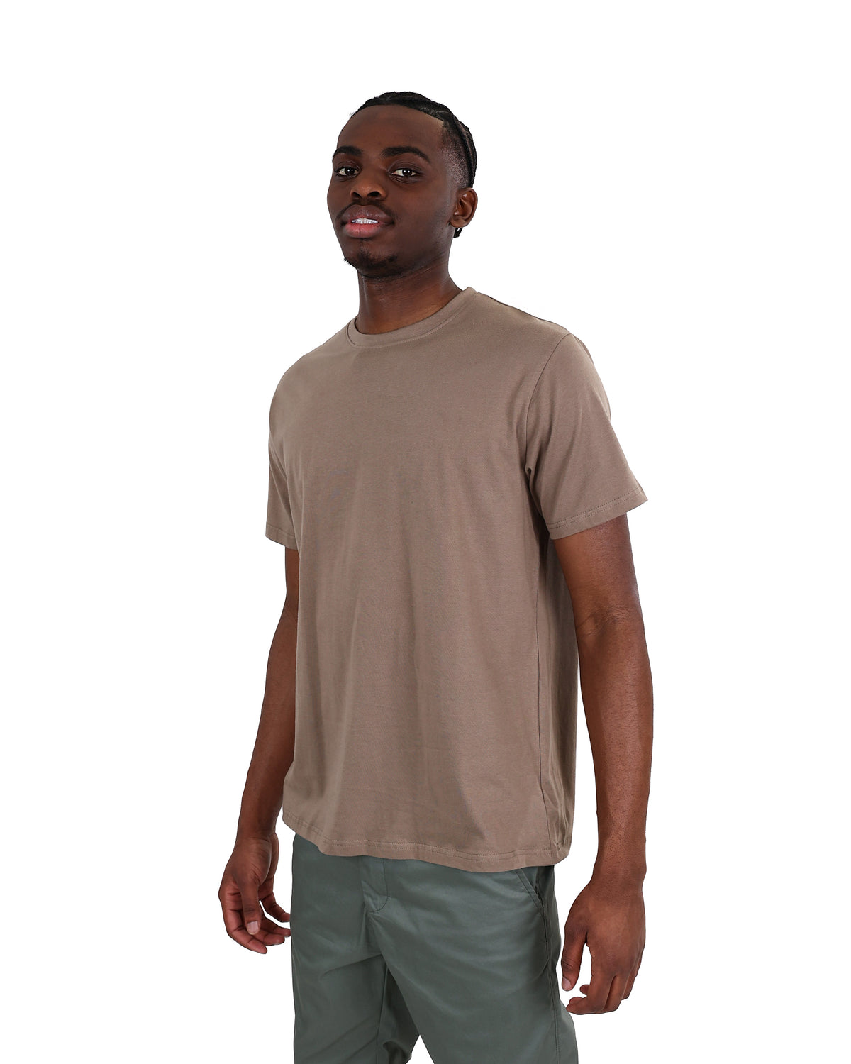 Short Sleeve Taupe Cotton T-Shirt