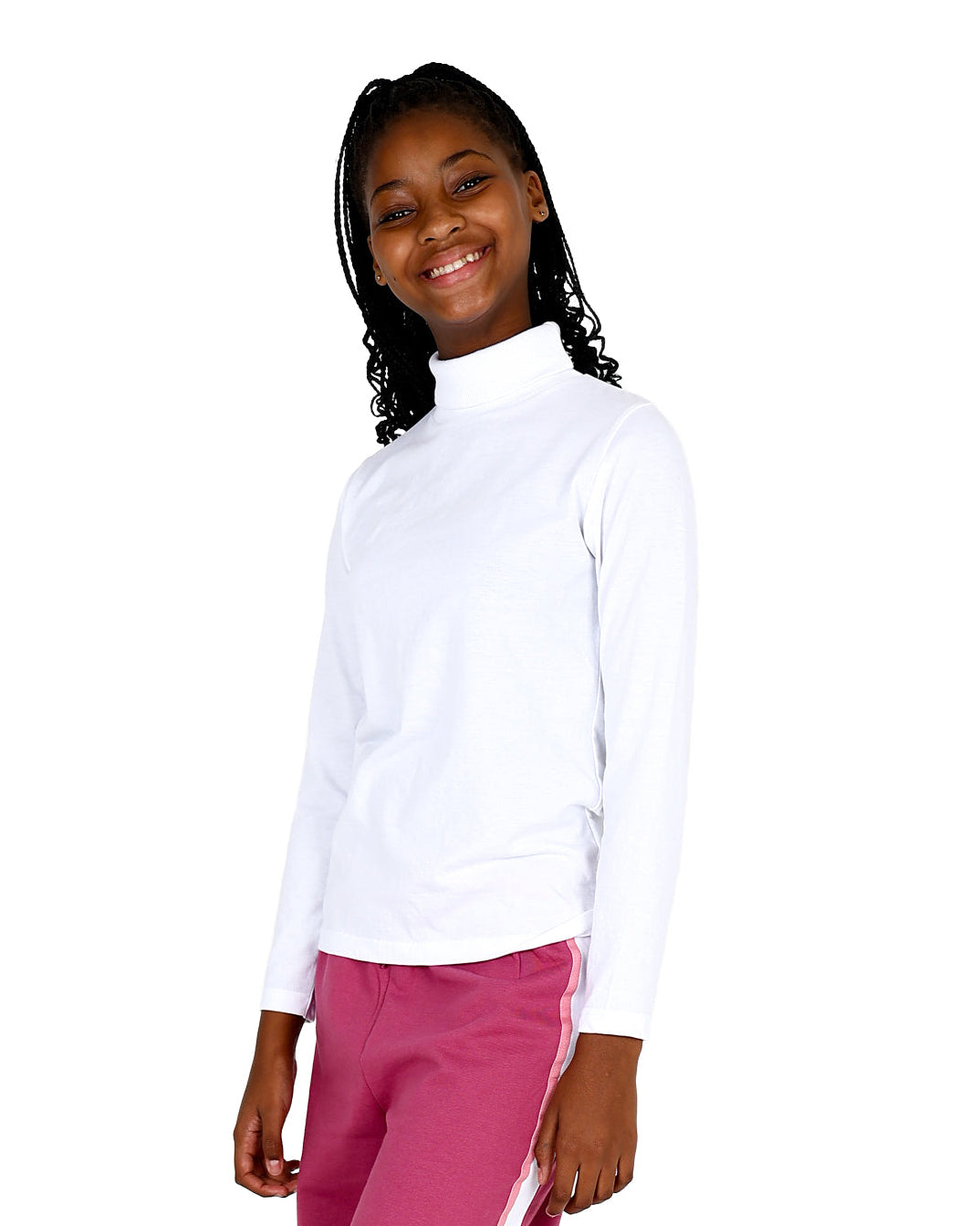 White Long Sleeve Ribbed Polo Neck