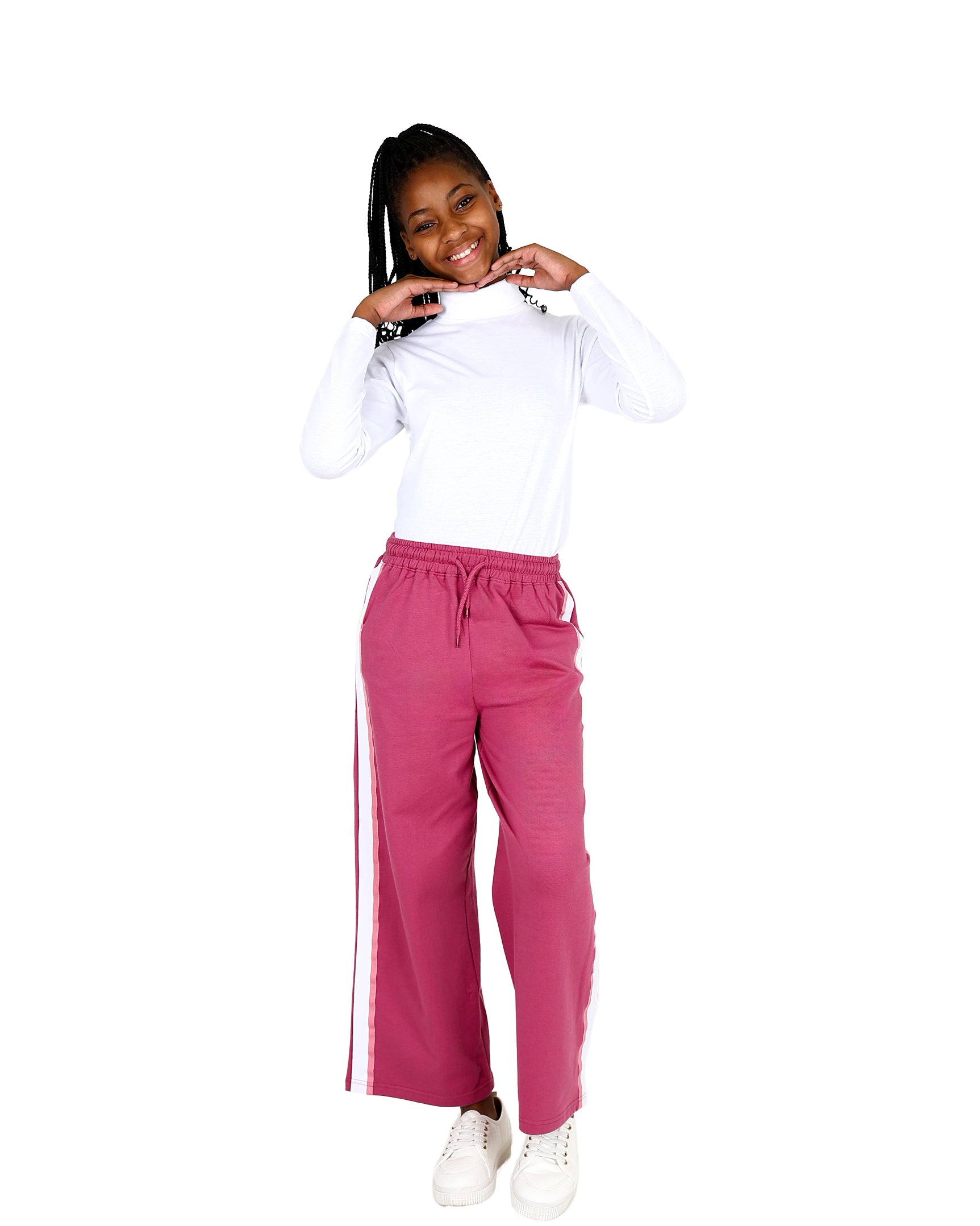 Berry Side Tape Wide Leg Active Pants