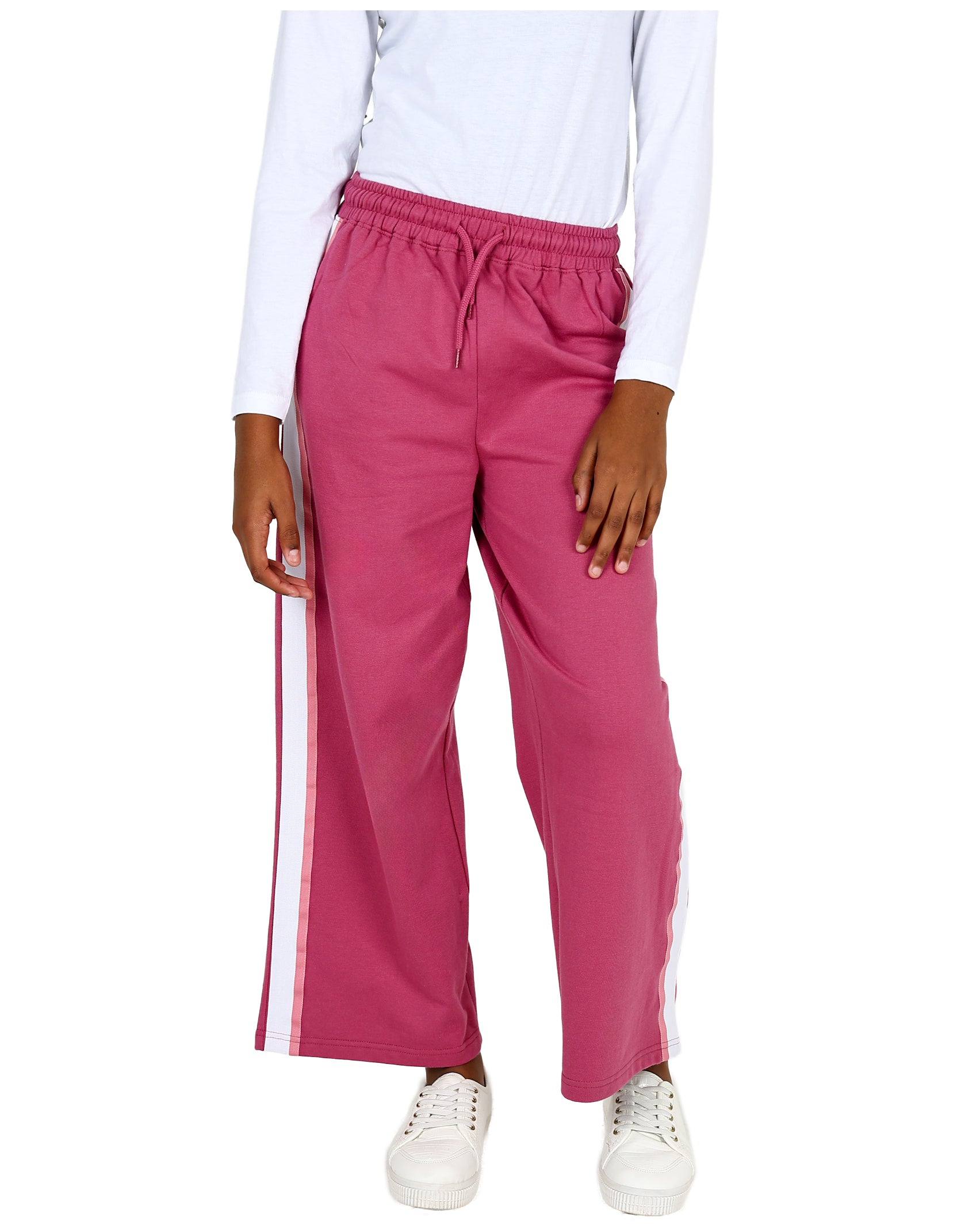 Berry Side Tape Wide Leg Active Pants