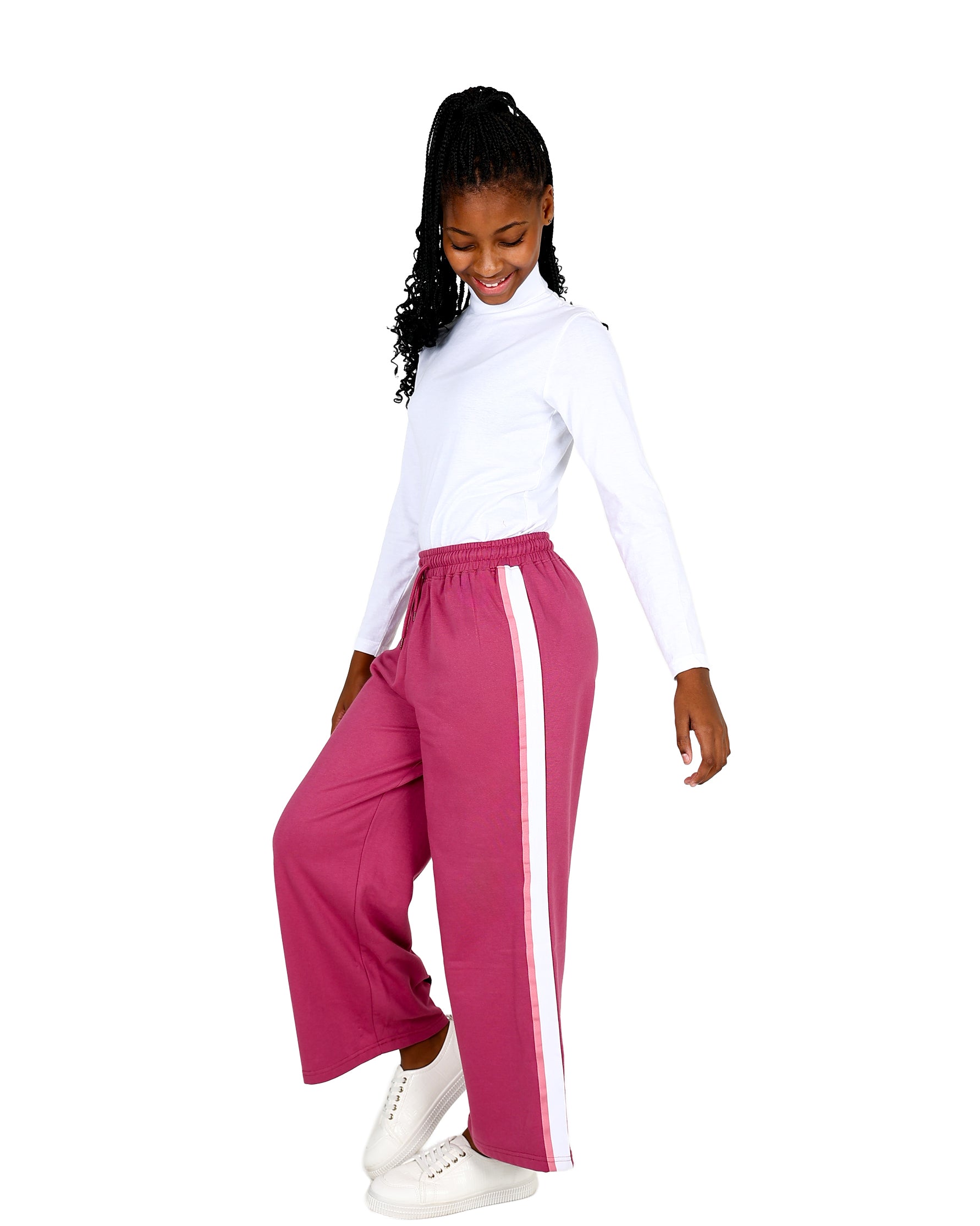 Berry Side Tape Wide Leg Active Pants