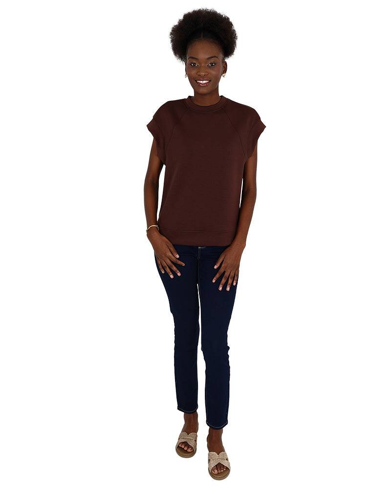 Cap Sleeve Chocolate Scuba T-Shirt