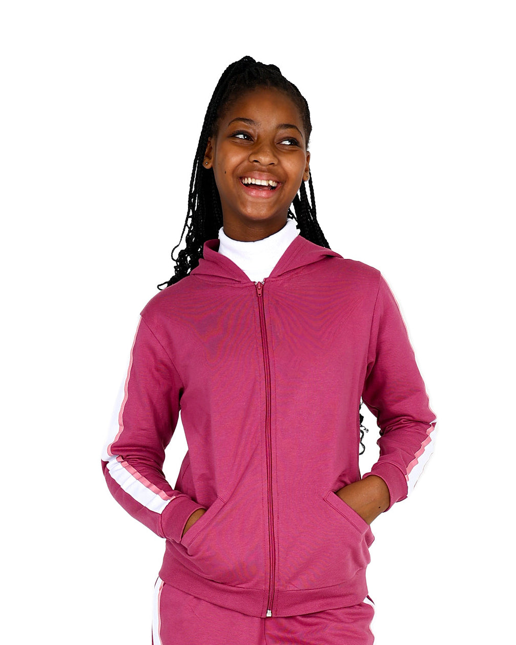 Taped Berry Zip Up Hoodie