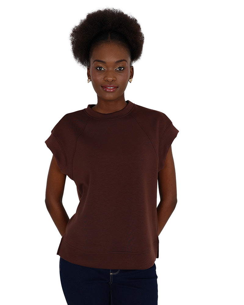Cap Sleeve Chocolate Scuba T-Shirt