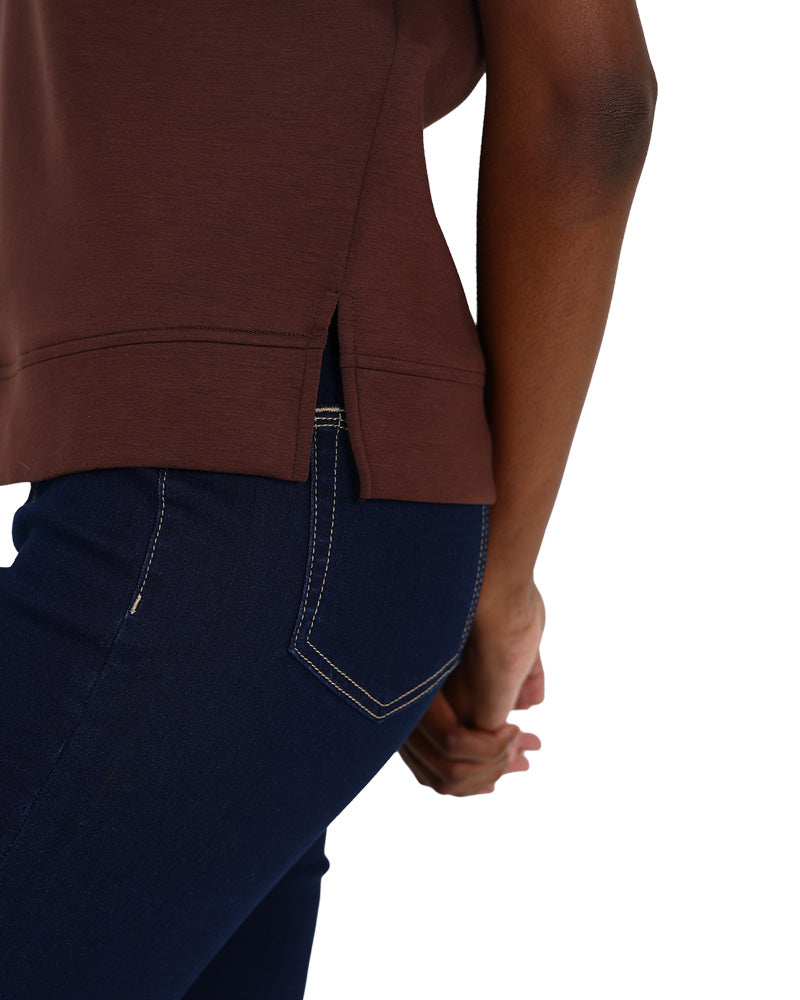 Cap Sleeve Chocolate Scuba T-Shirt