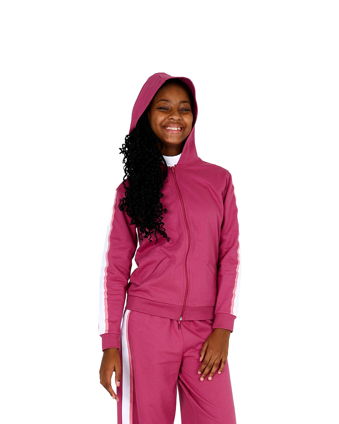 Taped Berry Zip Up Hoodie