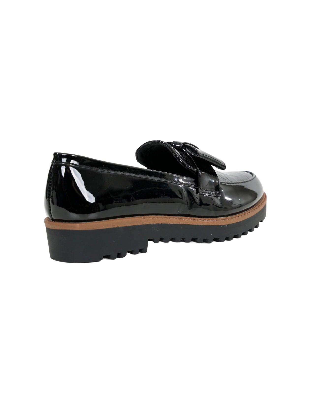 Bow Detail Croc Embossed Inset Boyfriend