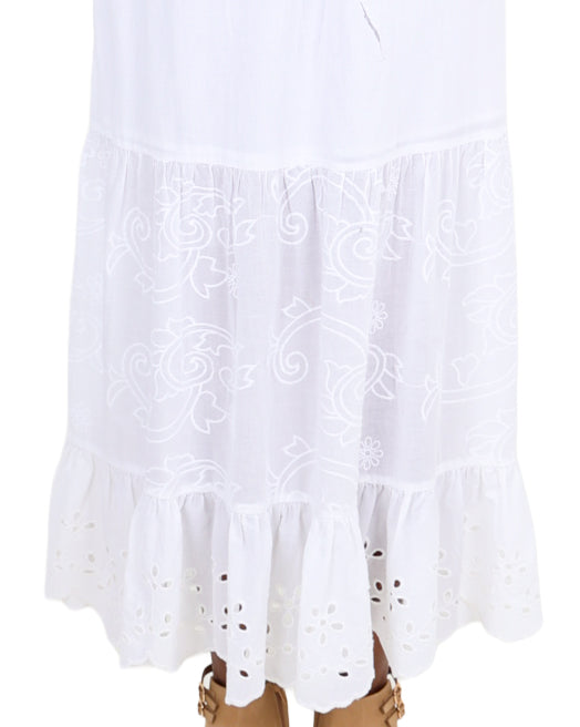 The Isla Embroidered Cotton Tiered Maxi Skirt