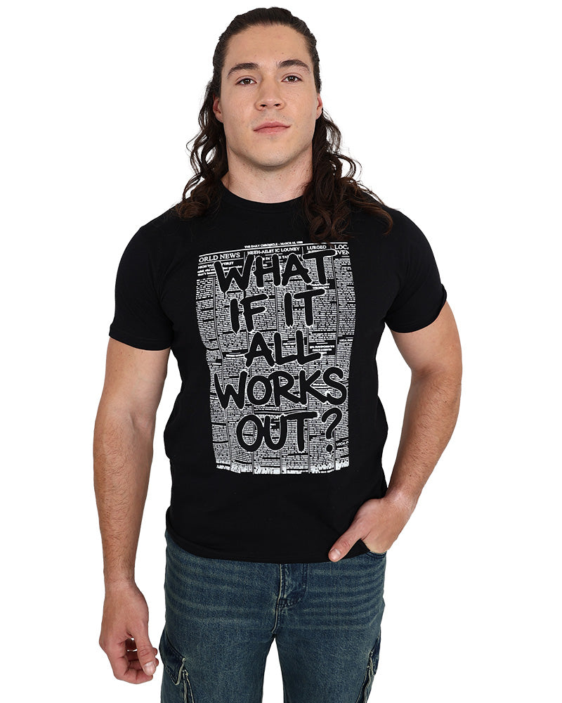 Short Sleeve Black "What If" Graphic T-Shirt