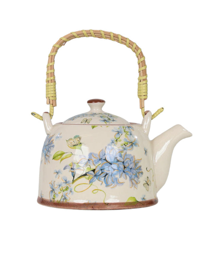 Lilac Floral Ceramic Teapot