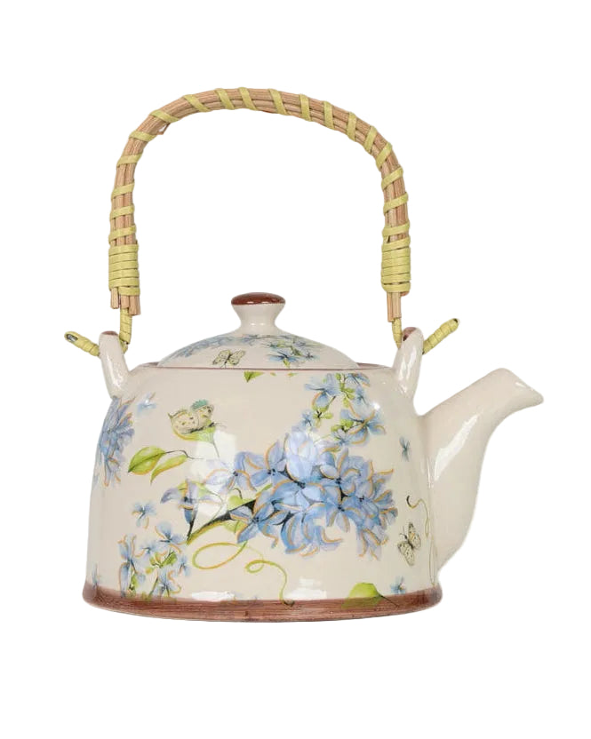 Lilac Floral Ceramic Teapot
