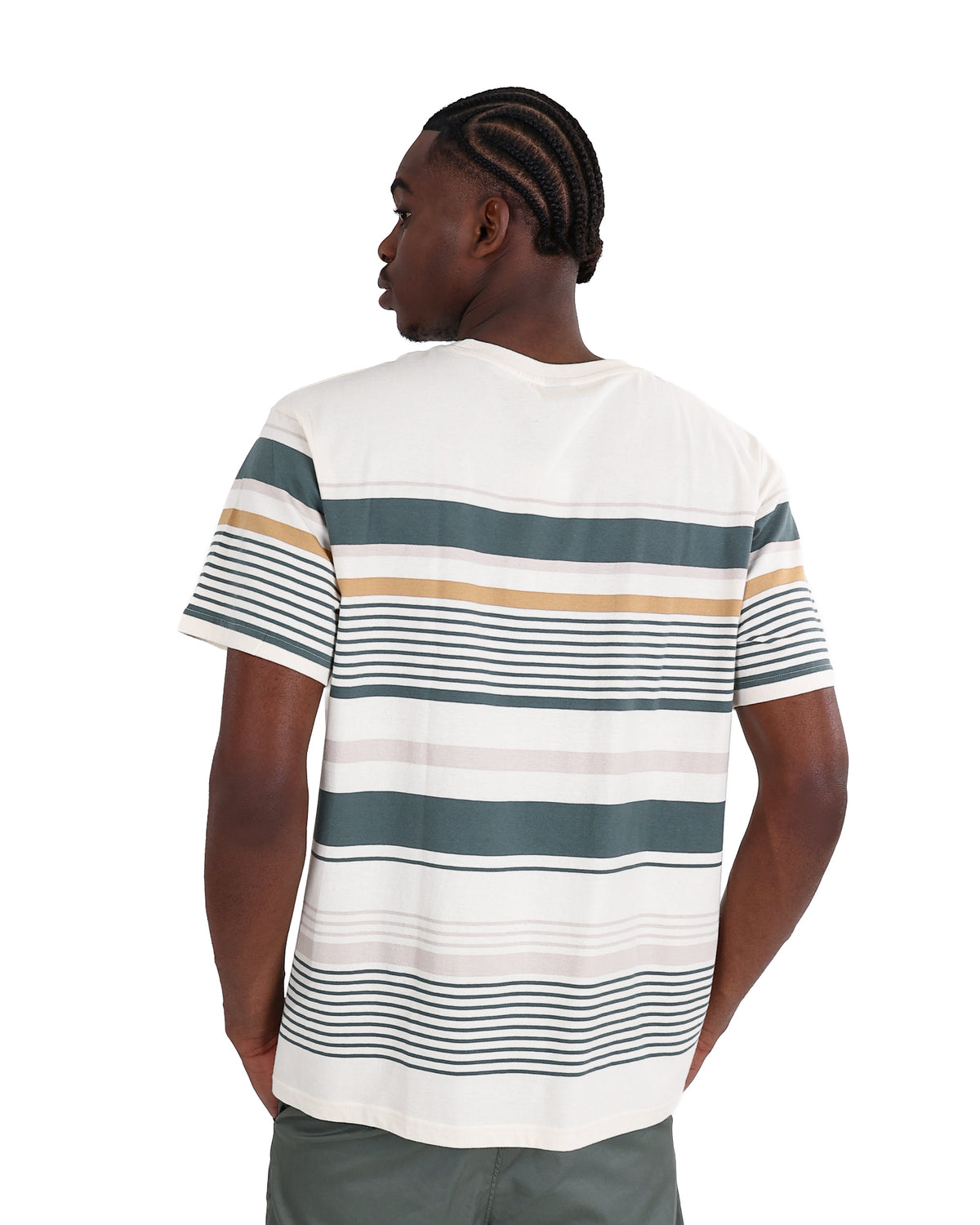 Short Sleeve Cream Striped Cotton T-Shirt