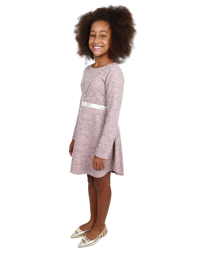 Long Sleeve French Knit Knee Length Dress