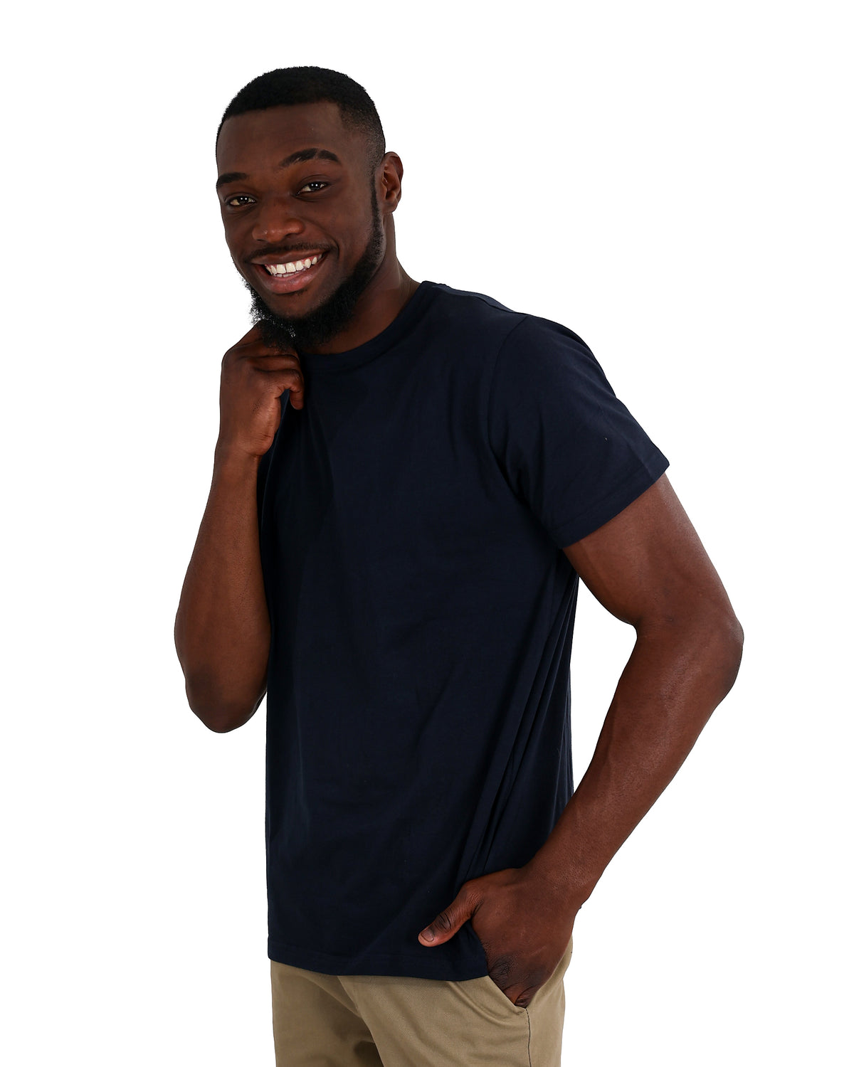 Short Sleeve Navy Cotton T-Shirt