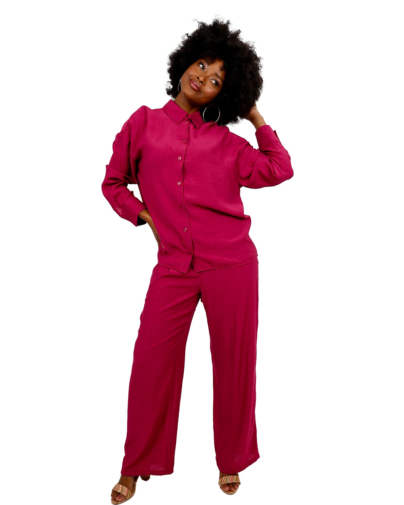 Grape Pull Up Wide Leg Pants