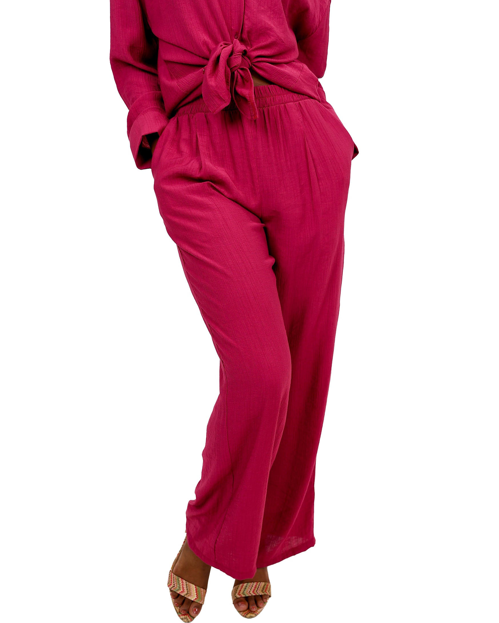 Grape Pull Up Wide Leg Pants
