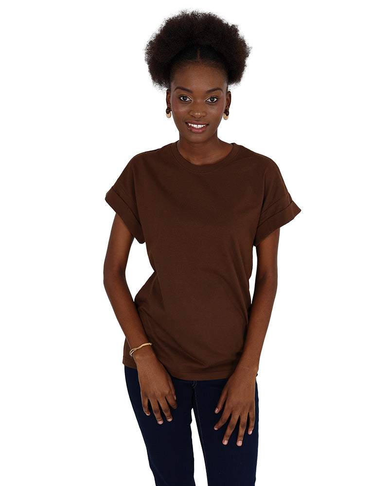 Short Sleeve Chocolate Turn-Back T-Shirt