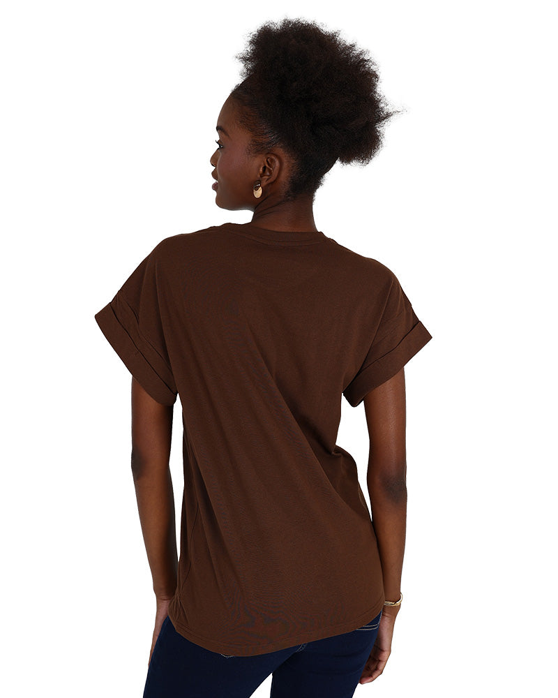 Short Sleeve Chocolate Turn-Back T-Shirt