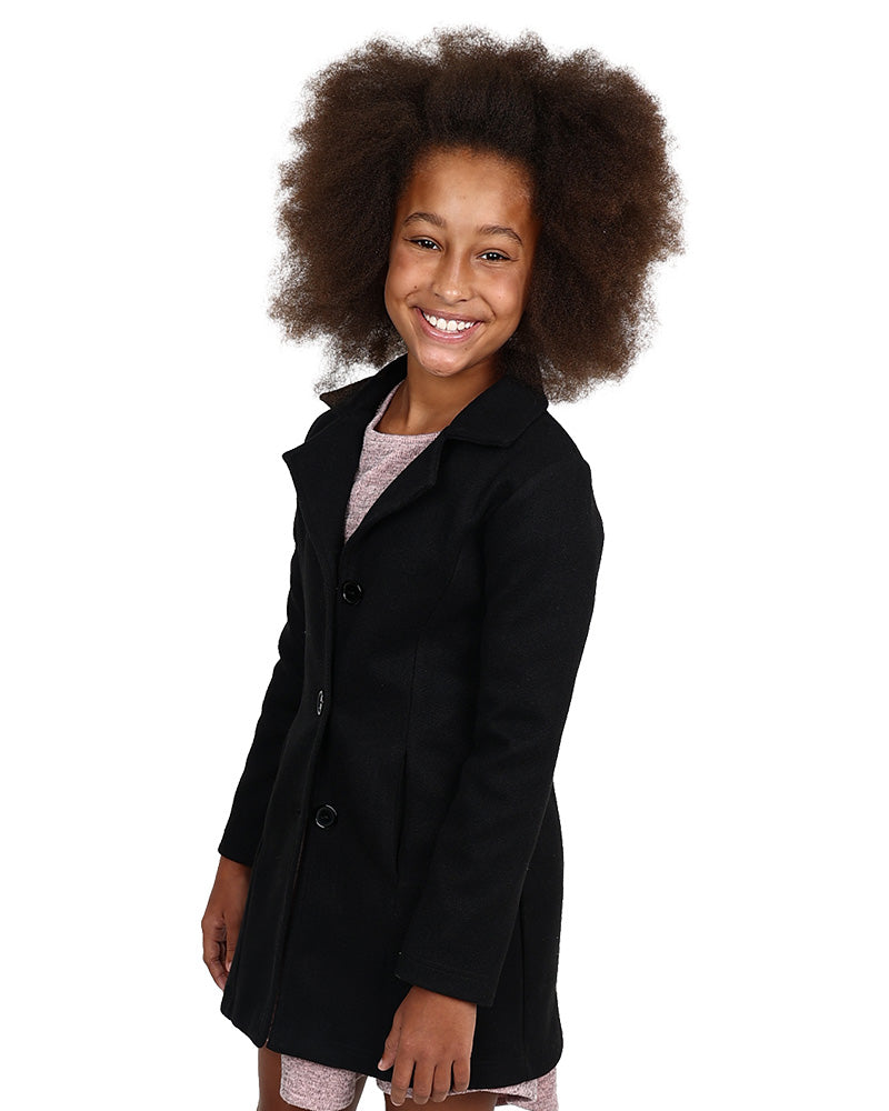 Black Button Up Melton Jacket
