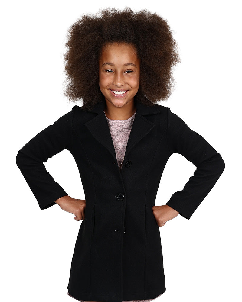 Black Button Up Melton Jacket