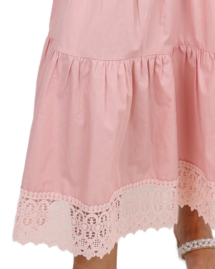 The Marlowe Cotton Tiered Lace Maxi Skirt