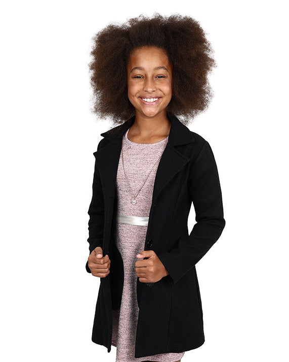 Black Button Up Melton Jacket