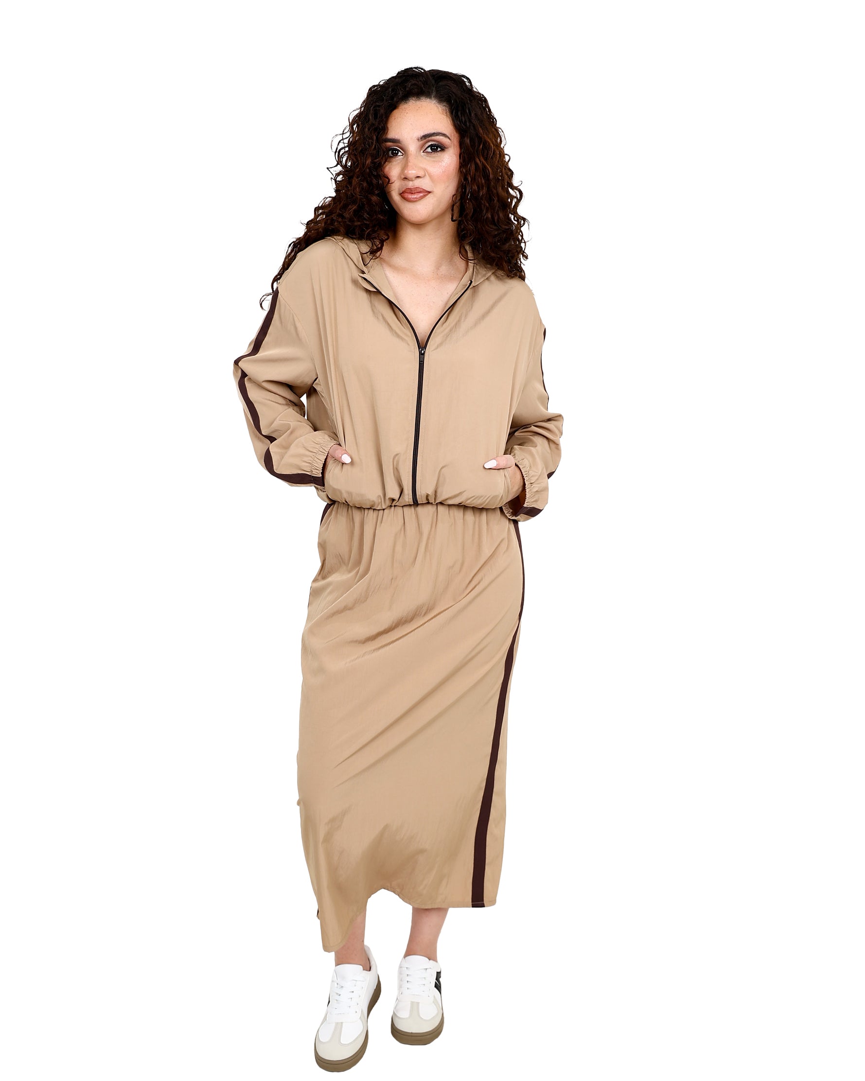 Beige Parachute Midi Skirt