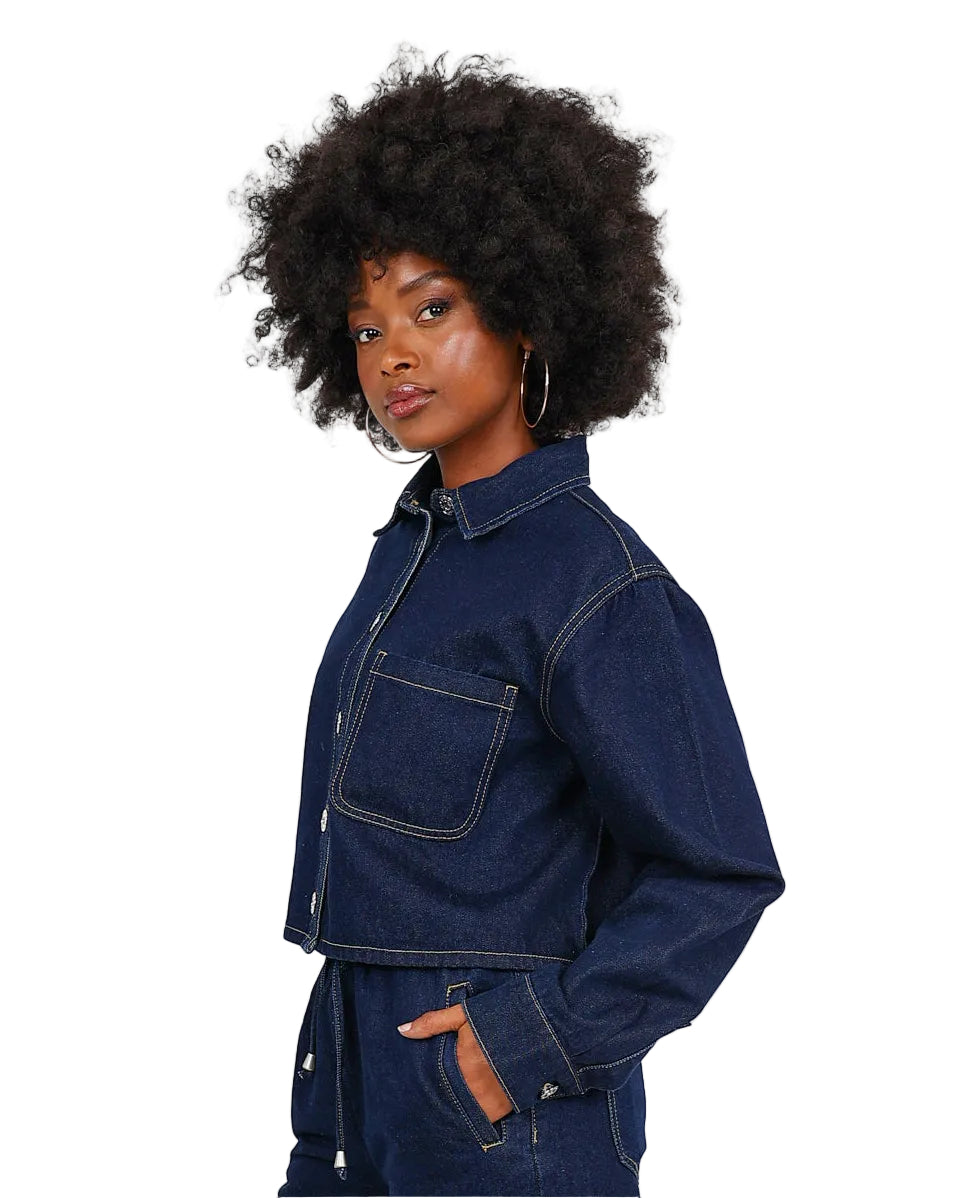Dark Indigo Crop Denim Jacket