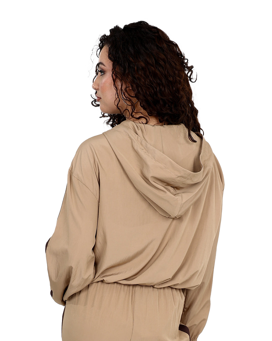 Beige Hooded Parachute Jacket