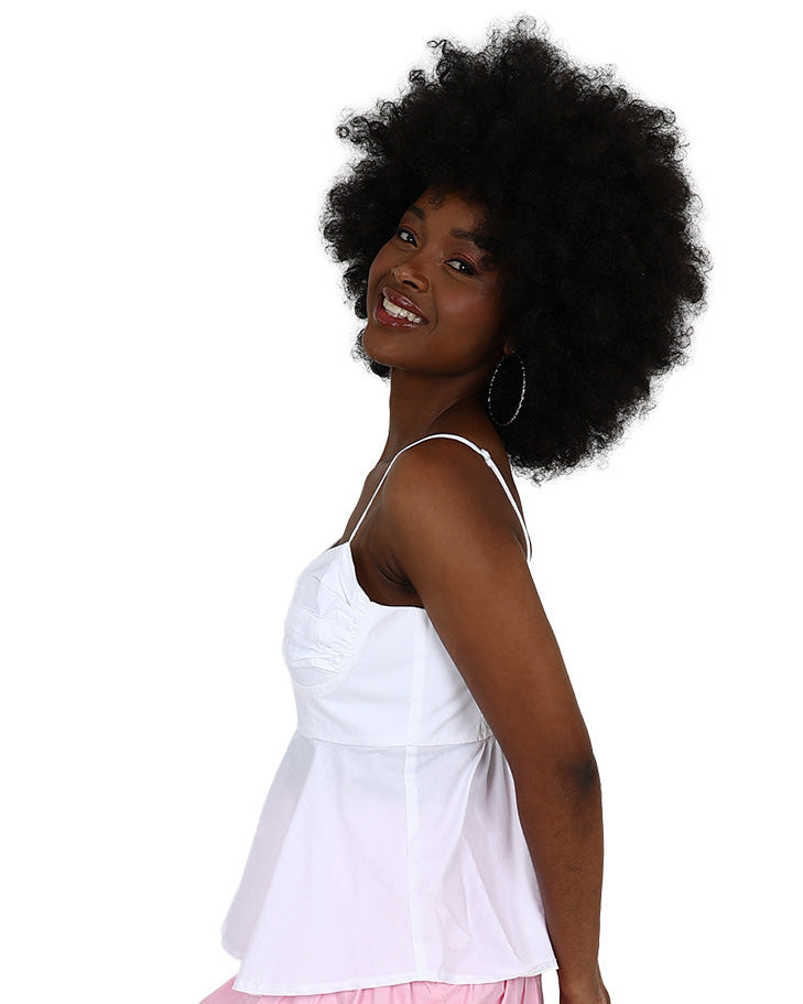 Sleeveless White Cotton Bustier Peplum Top