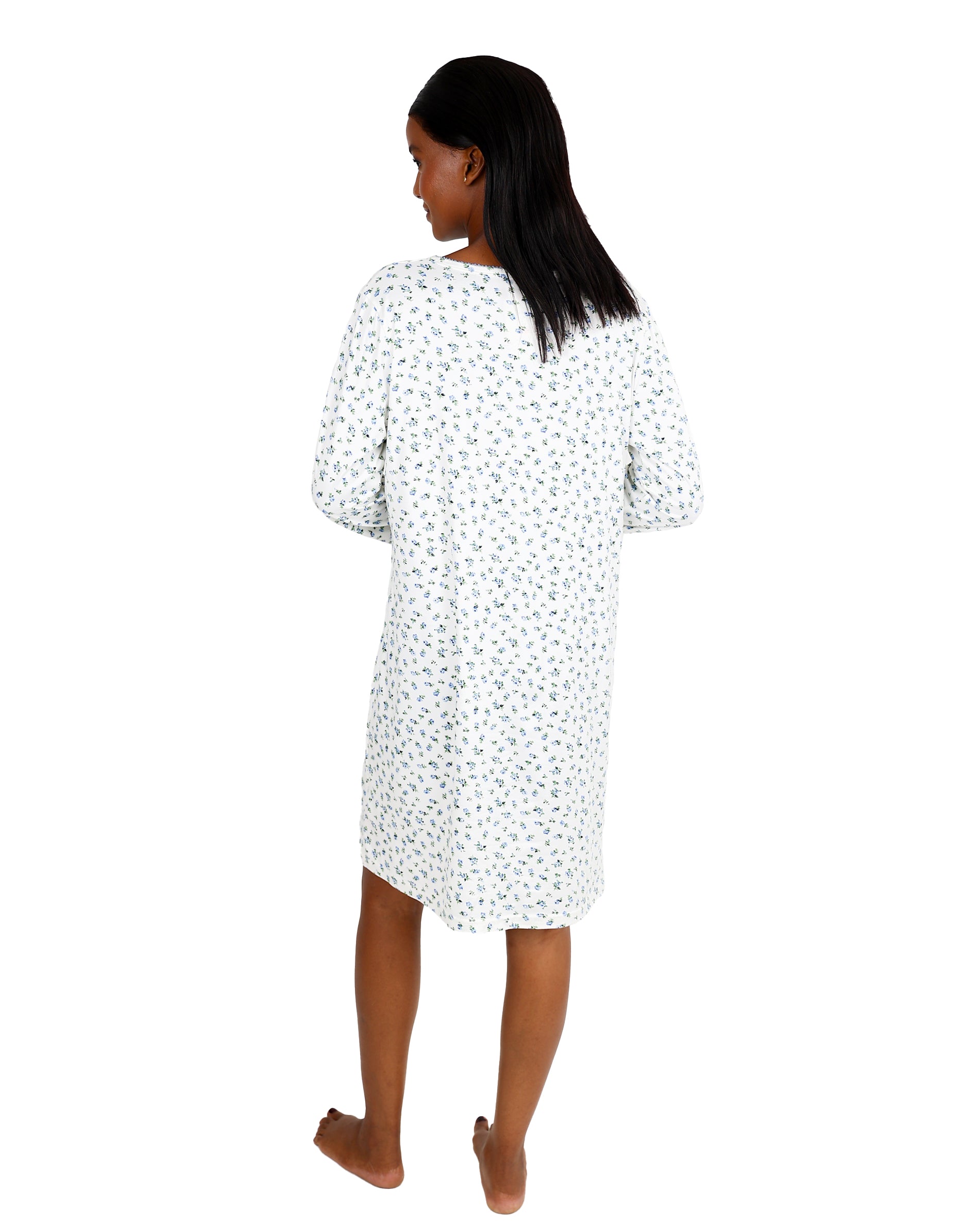 Long Sleeve Blue Ditsy Floral Sleepshirt