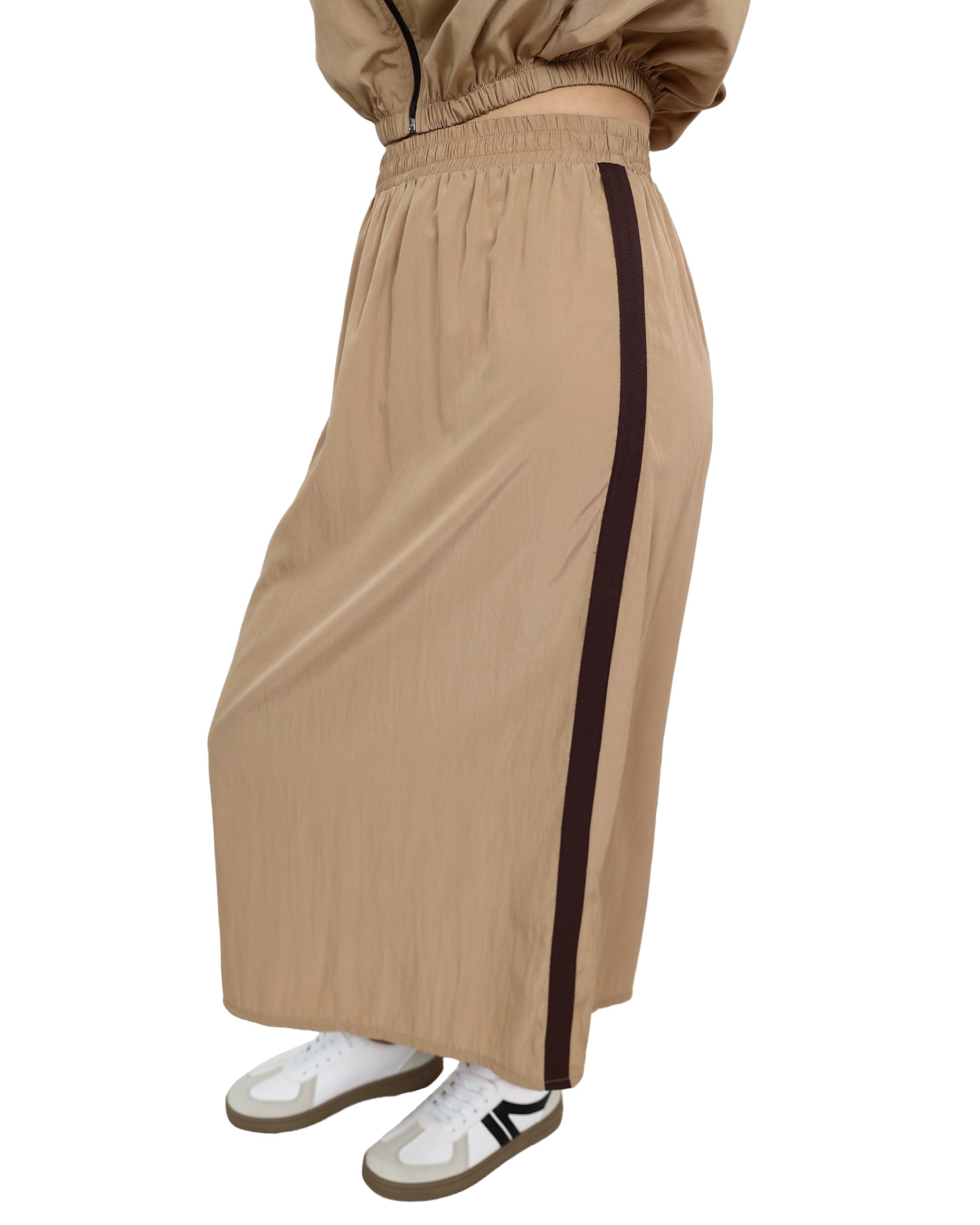 Beige Parachute Midi Skirt
