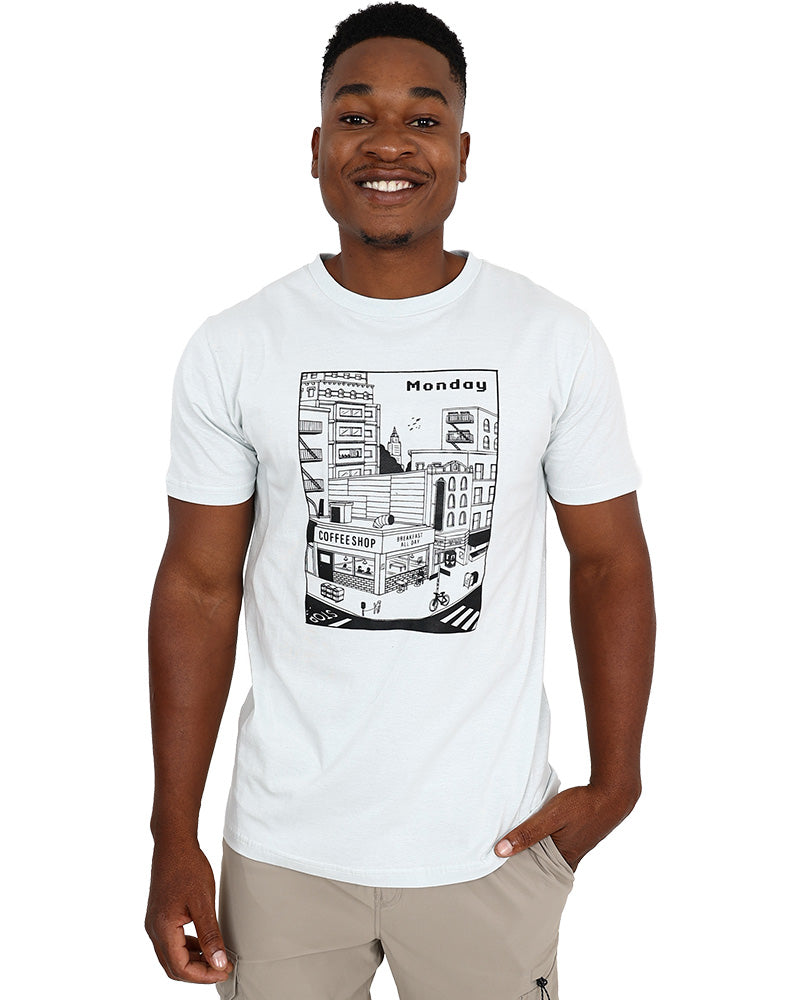 Short Sleeve Monday Cityscape Graphic T-Shirt