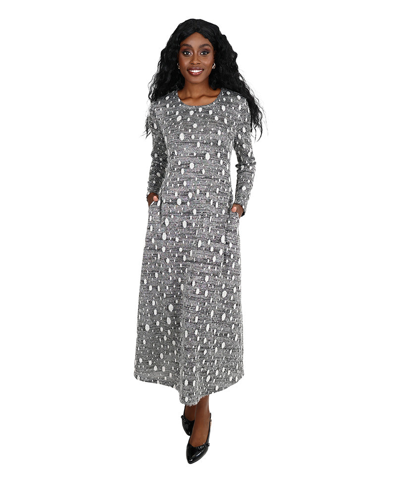 Long Sleeve French Knit Midi Dress